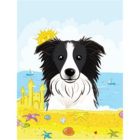 Carolines Treasures Border Collie Summer Beach Canvas House Flag BB2109CHF